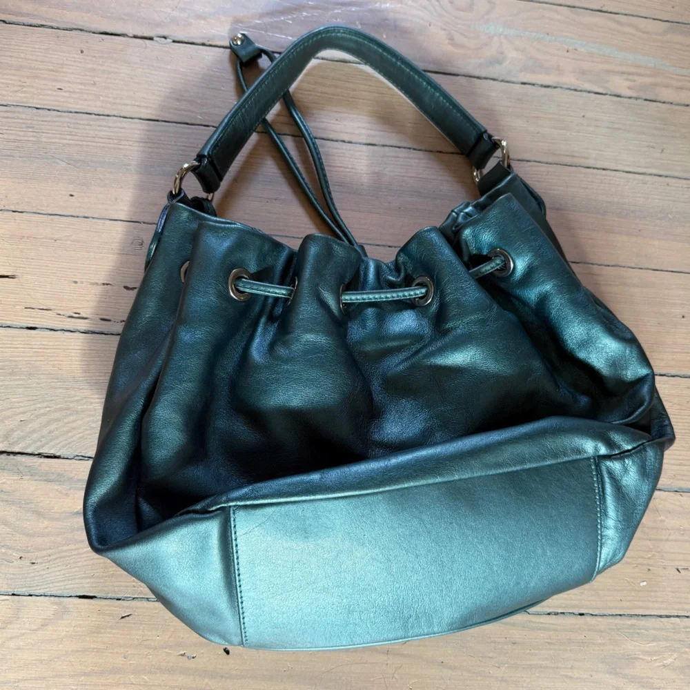 Furla Metallic Teal Leather Women Bag - Picture 2 of 5